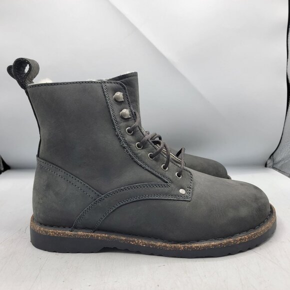 Birkenstock Bryson Womens 41 E Gray Shearling Waxy Nubuck Graphite Boots - Picture 12 of 14